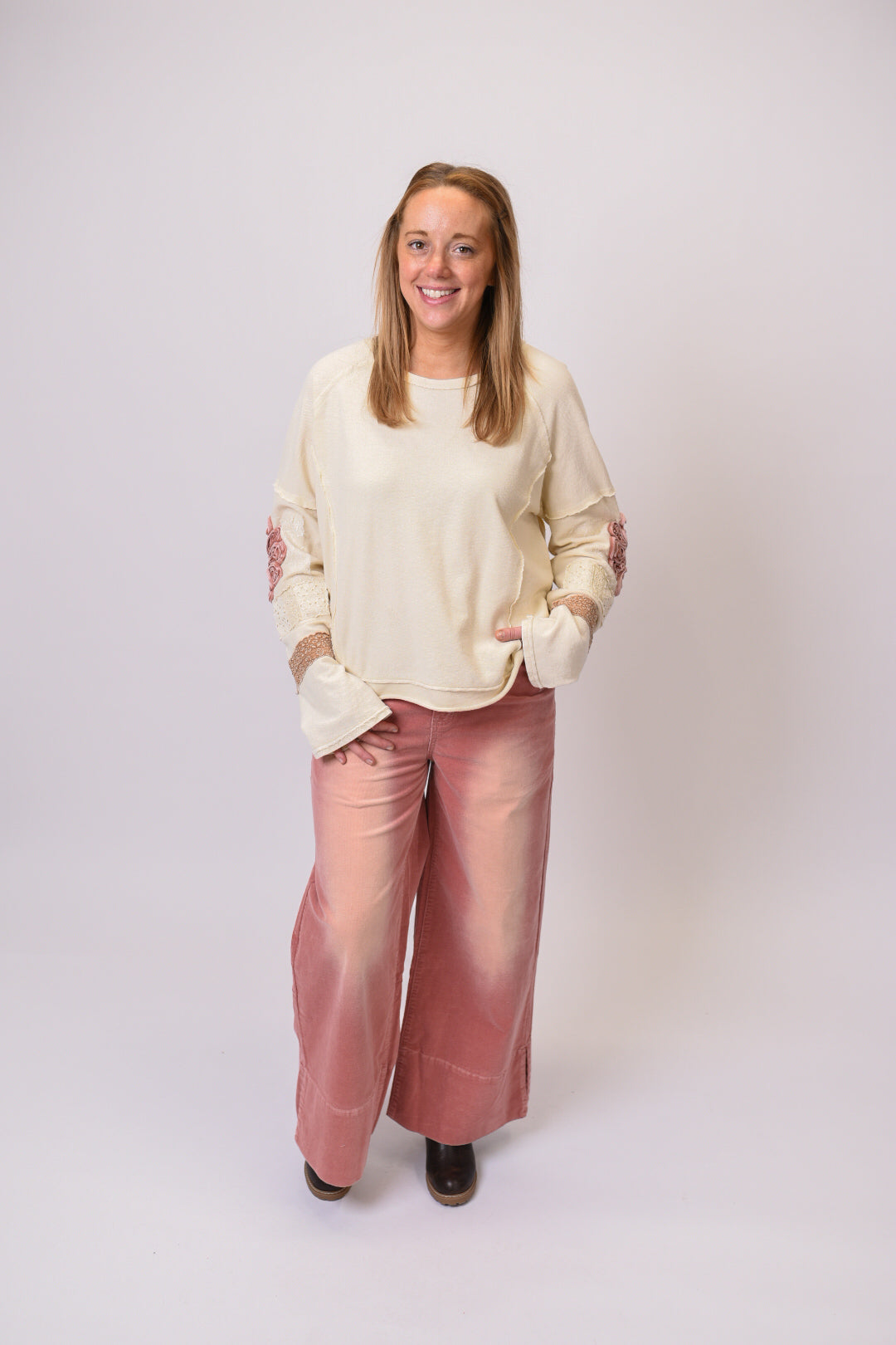 Grooving In Style Corduroy Pants in Rose