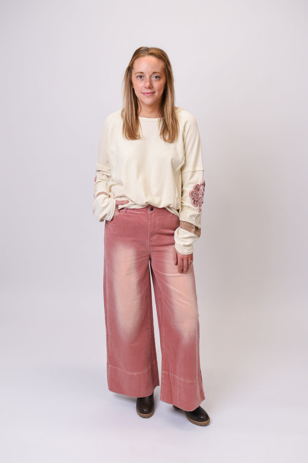 Grooving In Style Corduroy Pants in Rose