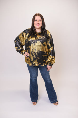 Afterglow Metallic Blouse in Curvy