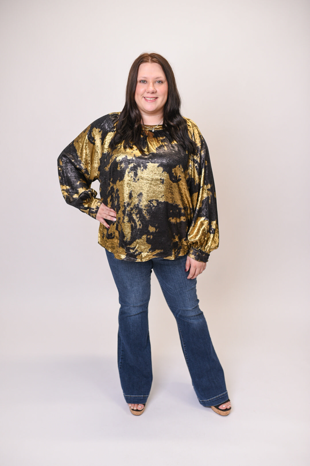Afterglow Metallic Blouse in Curvy