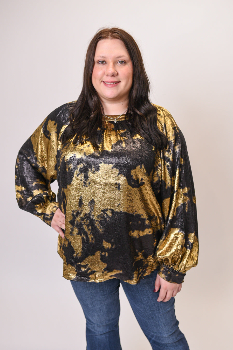 Afterglow Metallic Blouse in Curvy