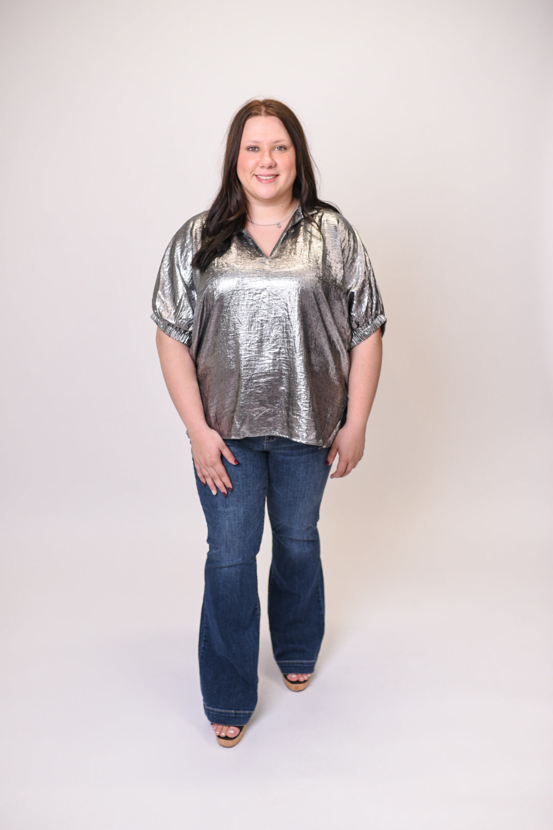 Almost Midnight Metallic Blouse