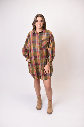 Warming Up Plaid Tunic Dress