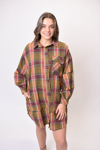 Warming Up Plaid Tunic Dress