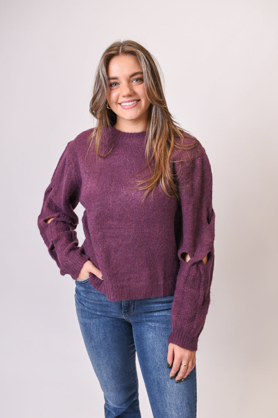 Cutting It Out Sweater in Plum