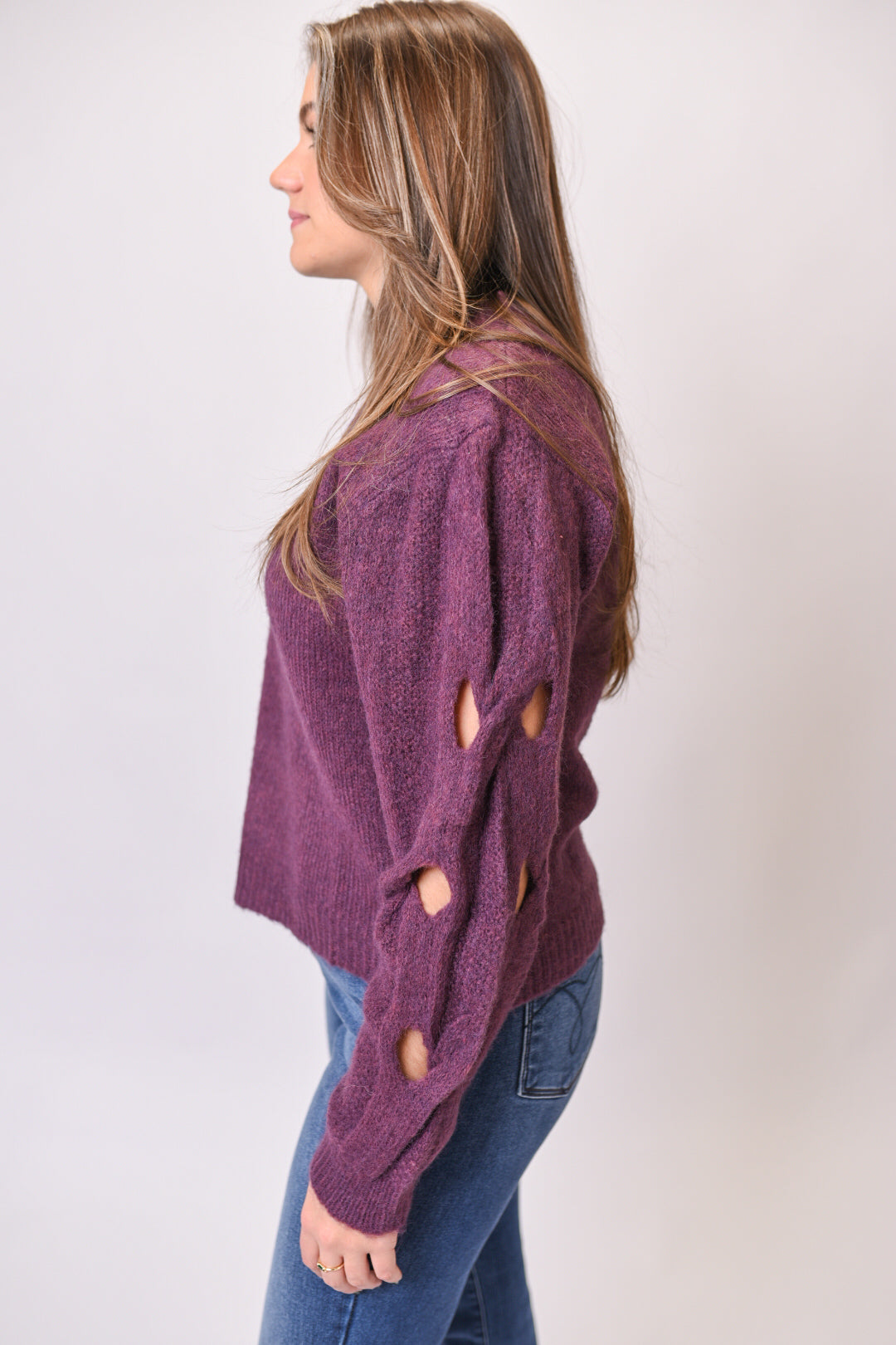 Cutting It Out Sweater in Plum
