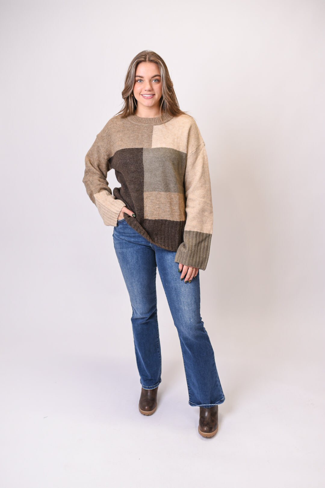 Blocks Of Mocha Sweater