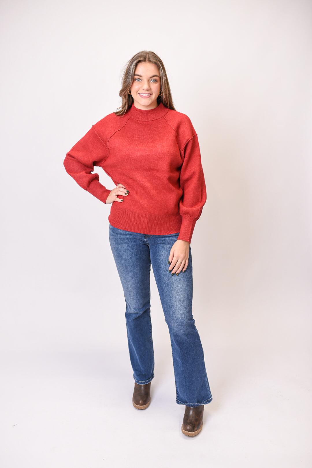 Lovely Lines Mock Neck Sweater