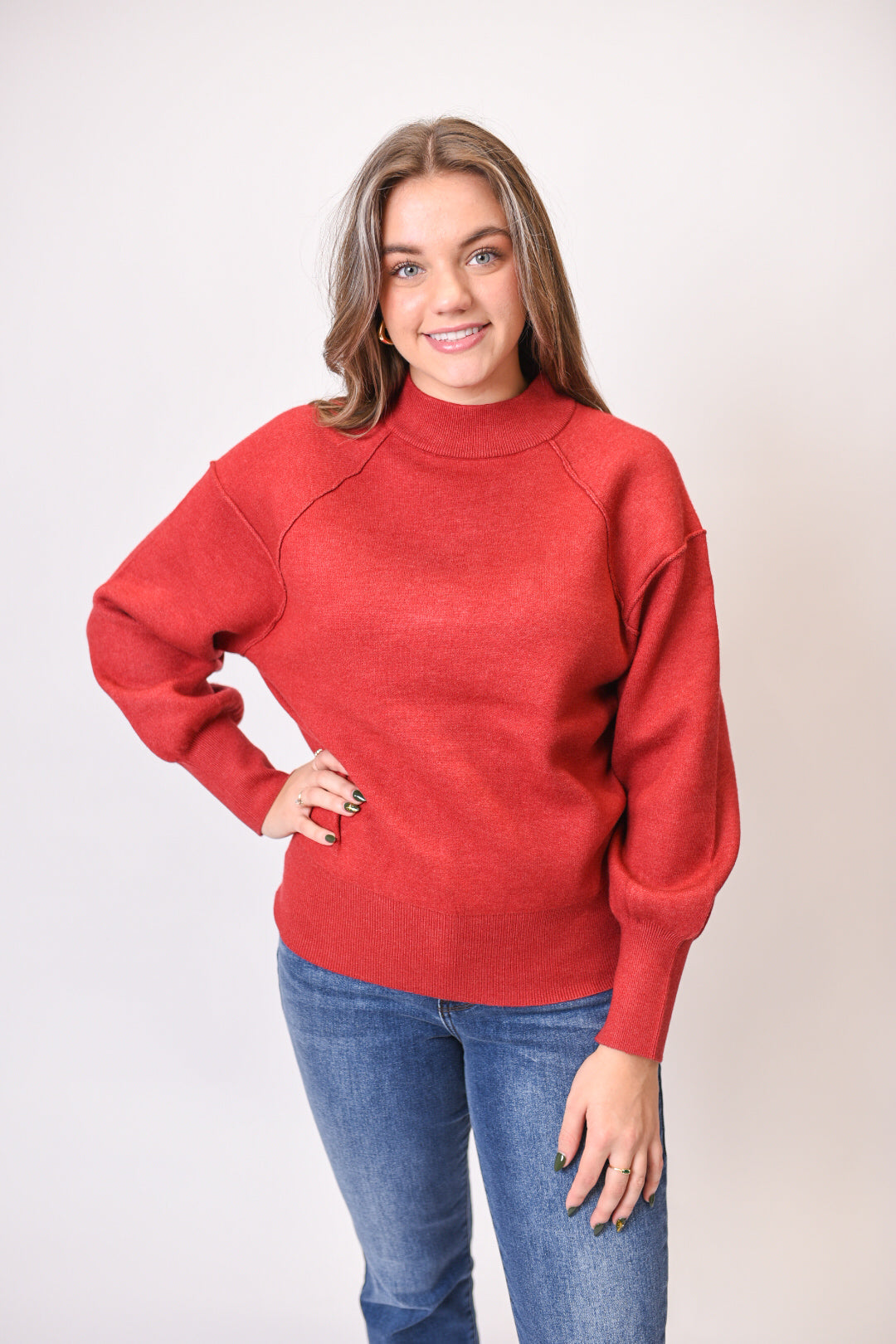 Lovely Lines Mock Neck Sweater