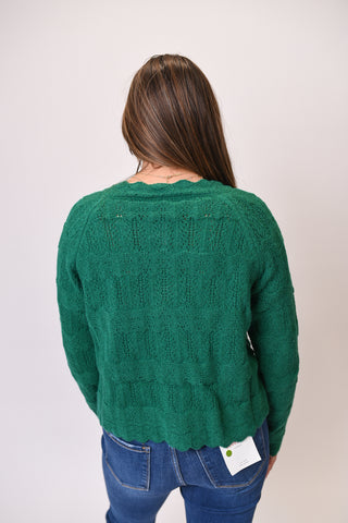 Regina Cardigan With Scalloped Trim In Green