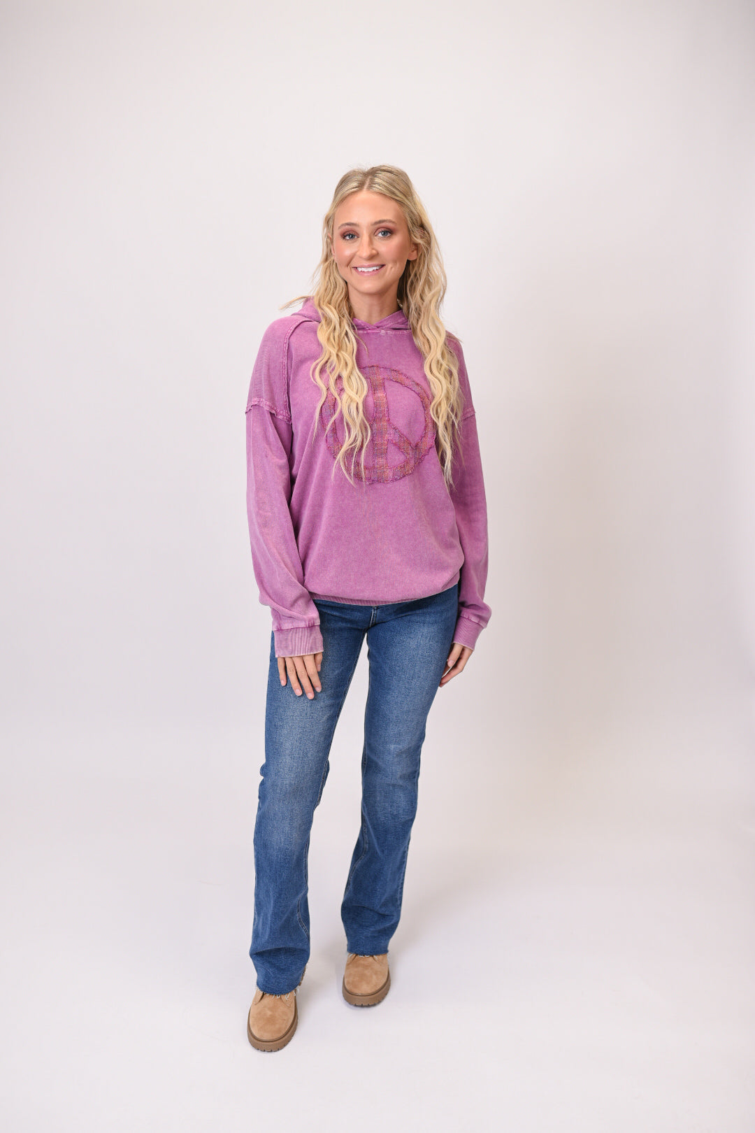 Peace & Love Hoodie in Orchid