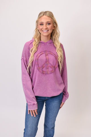 Peace & Love Hoodie in Orchid