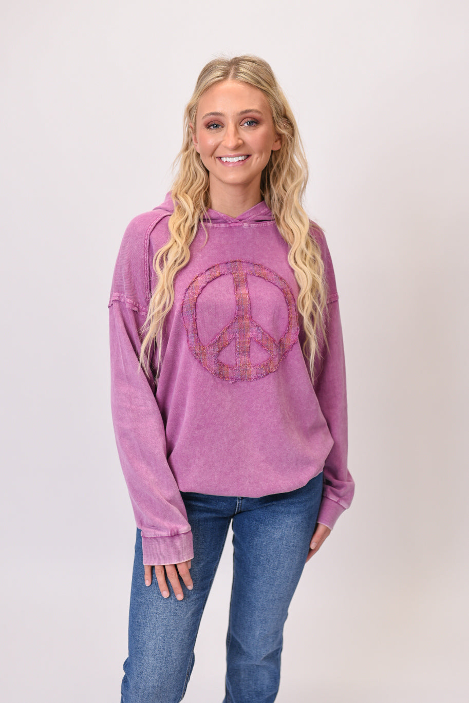 Peace & Love Hoodie in Orchid