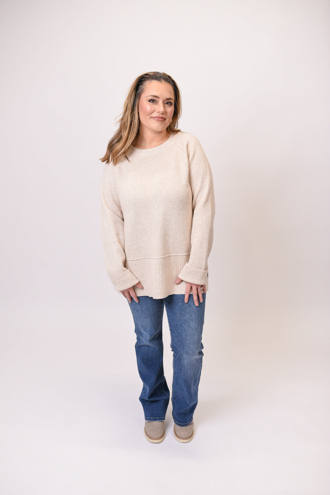 Helix Crew Neck Sweater in Oatmeal