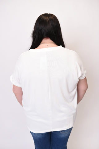Rolled Up Essentials Top in Ivory- Curvy