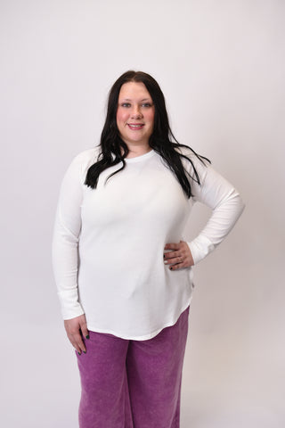 Essentials Waffle Pullover in White