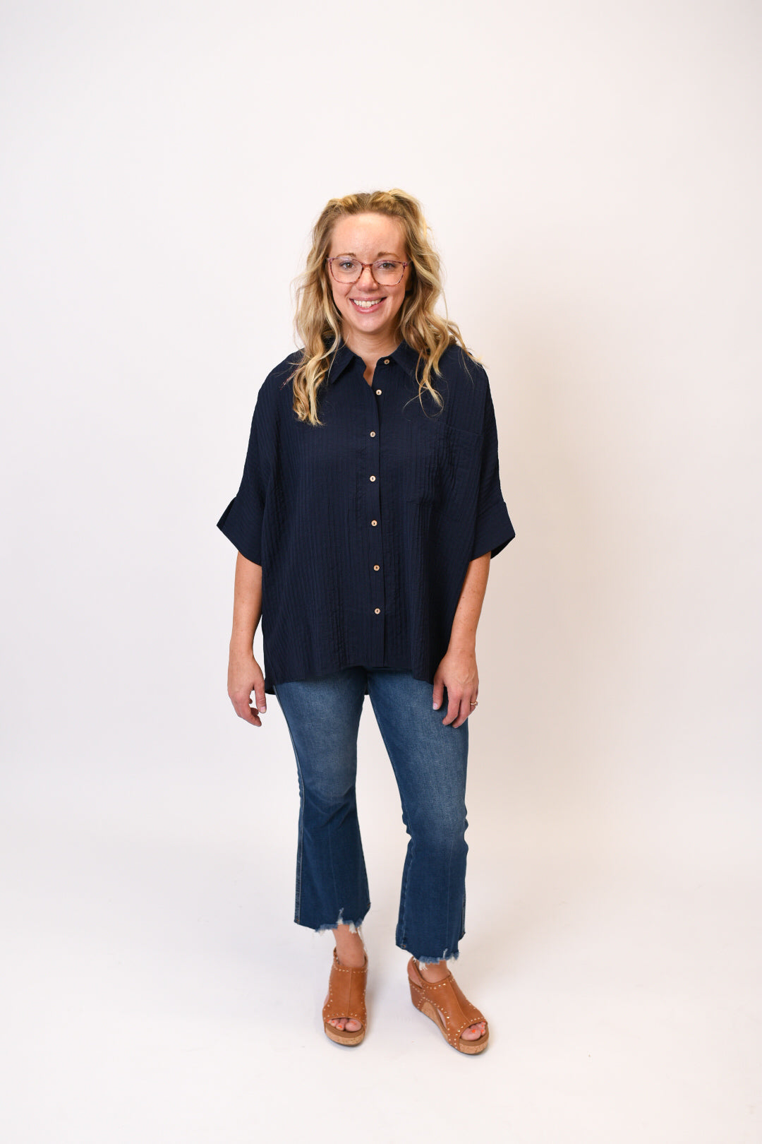 Midnight Harbor Button Up Top