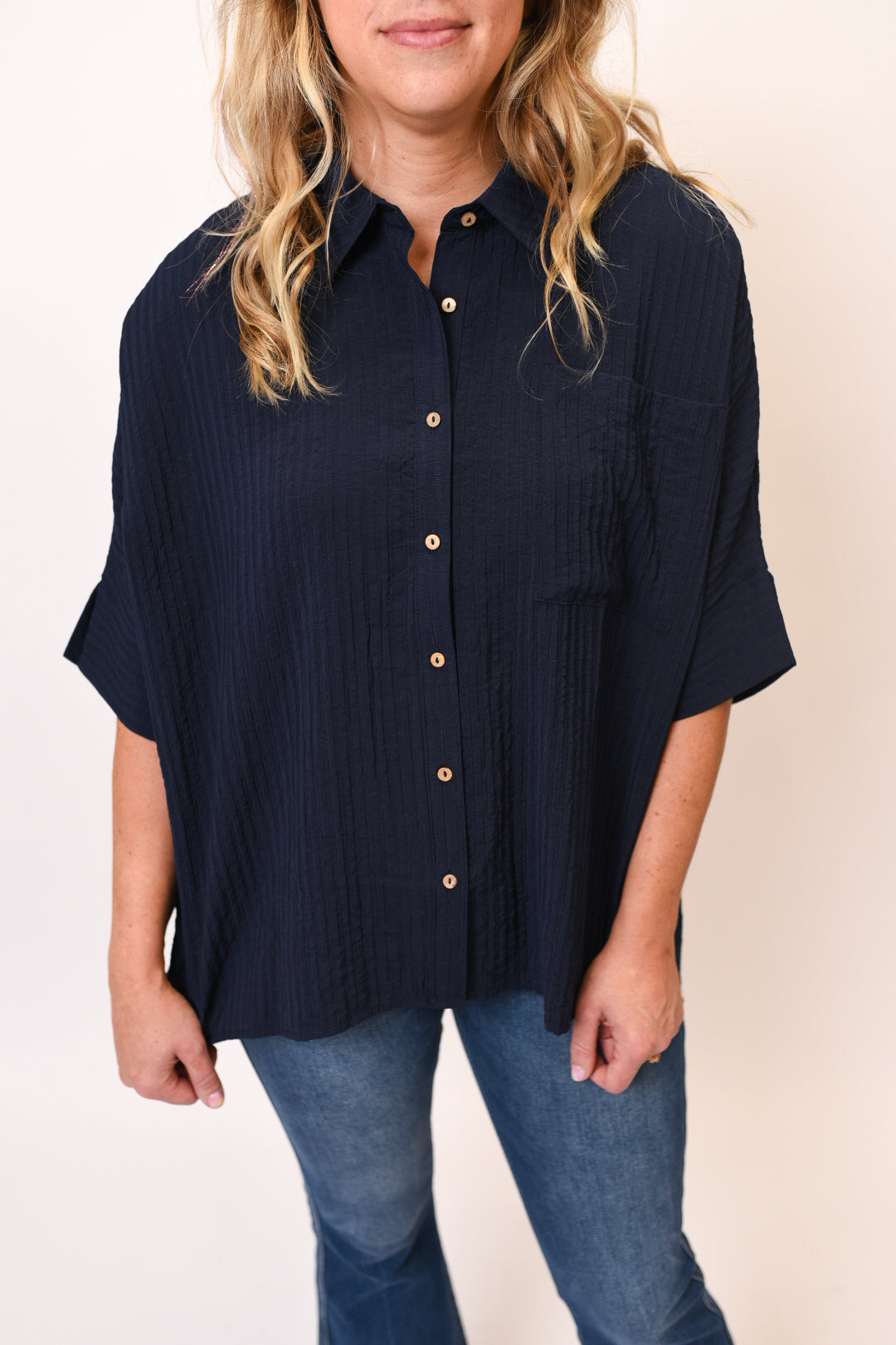 Midnight Harbor Button Up Top