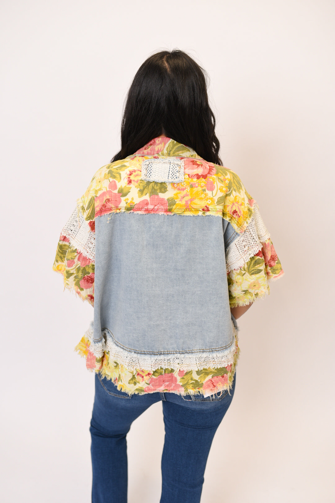 Patchwork Denim Cutoff Top