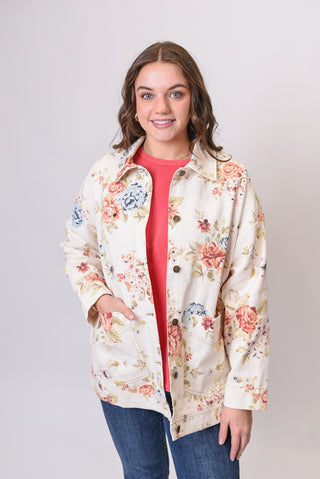 Backyard Blooms Denim Jacket