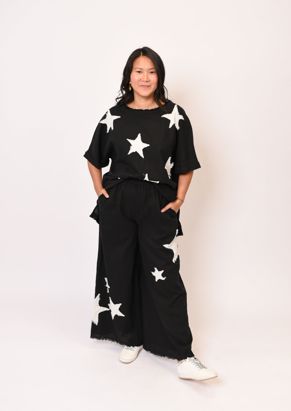 Starry Night Top &amp; Pants Set in Black/White