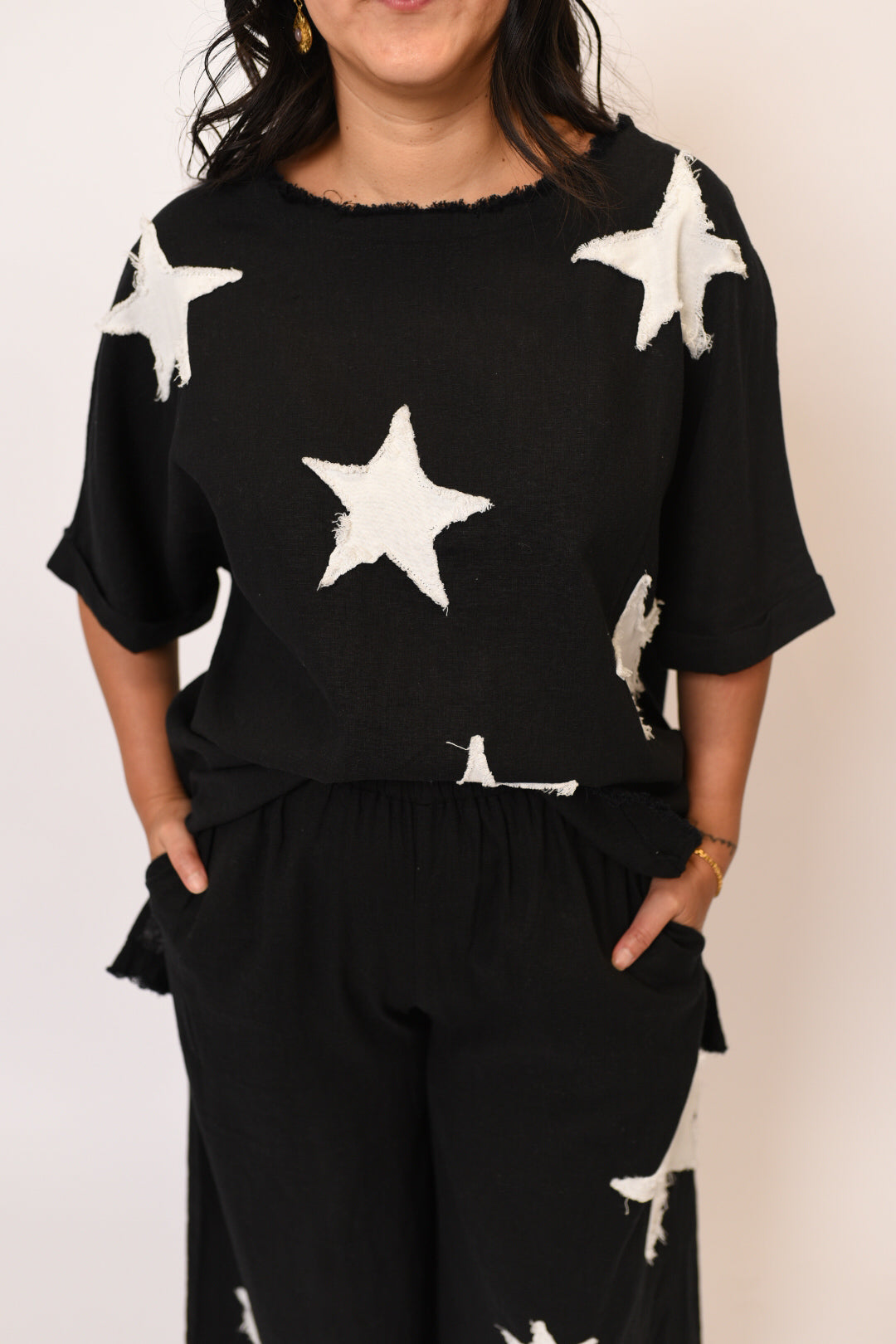 Starry Night Top &amp; Pants Set in Black/White