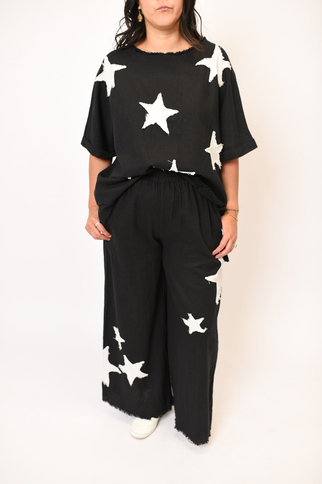 Starry Night Top &amp; Pants Set in Black/White