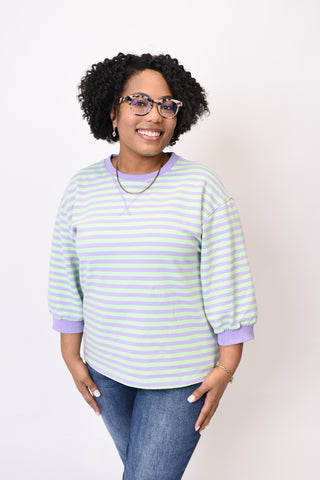 Morning Mist Striped Long Sleeve Top