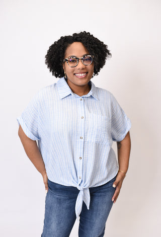 Fresh Air Striped Top in Blue