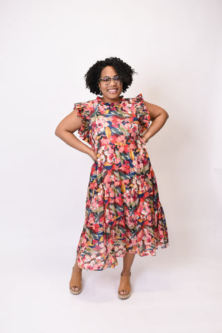 Heart Eyes Floral Midi Dress