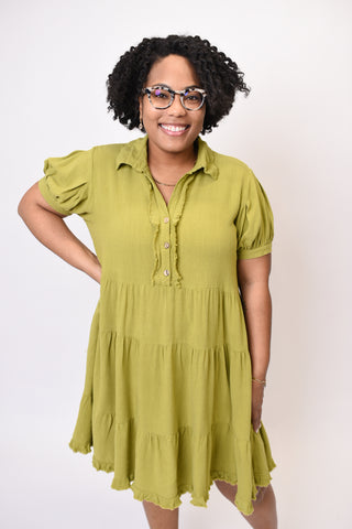 Avocado Dreams Linen Dress
