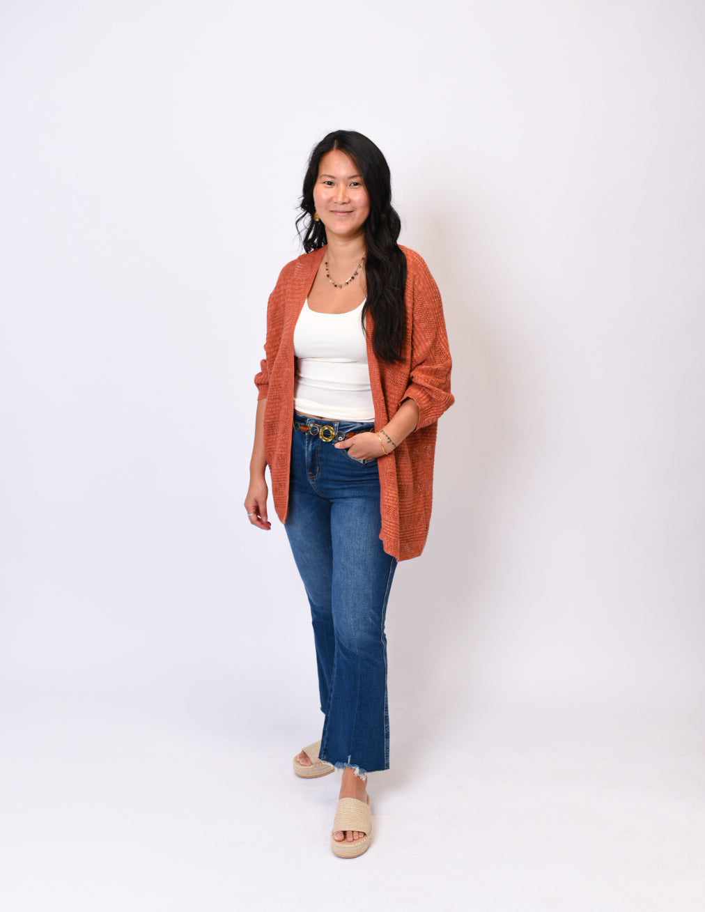 Tranquil Breeze Cardigan in Rust