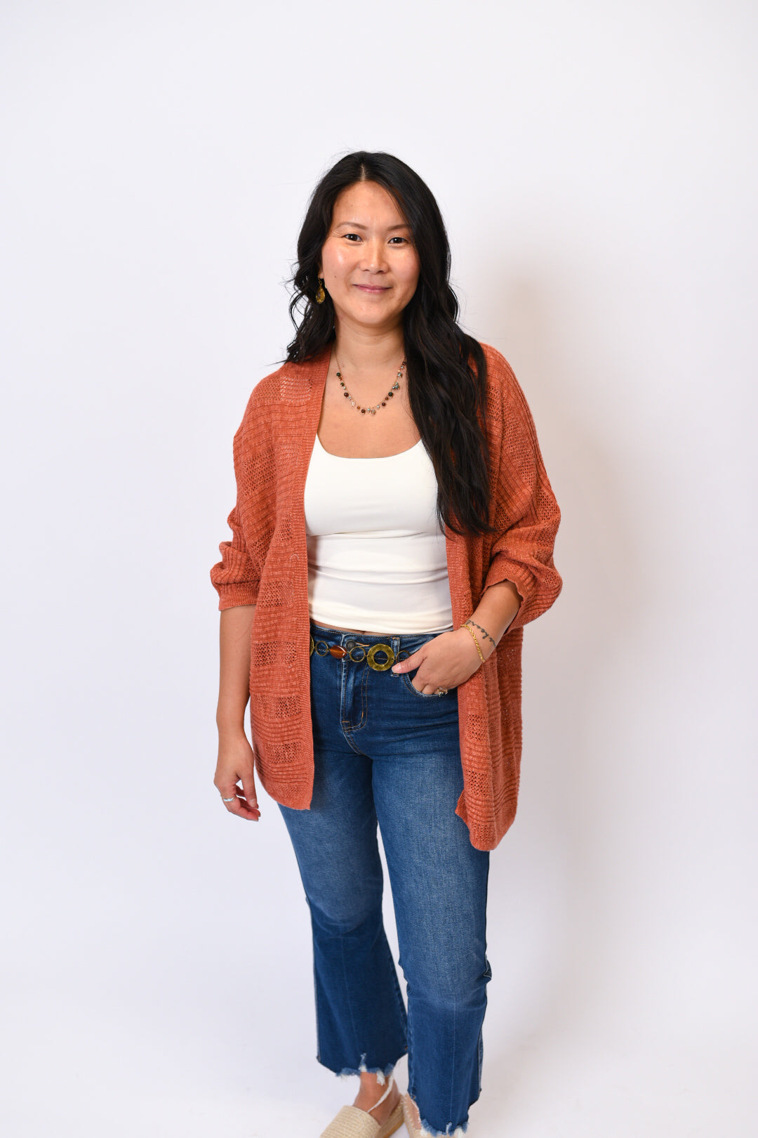 Tranquil Breeze Cardigan in Rust