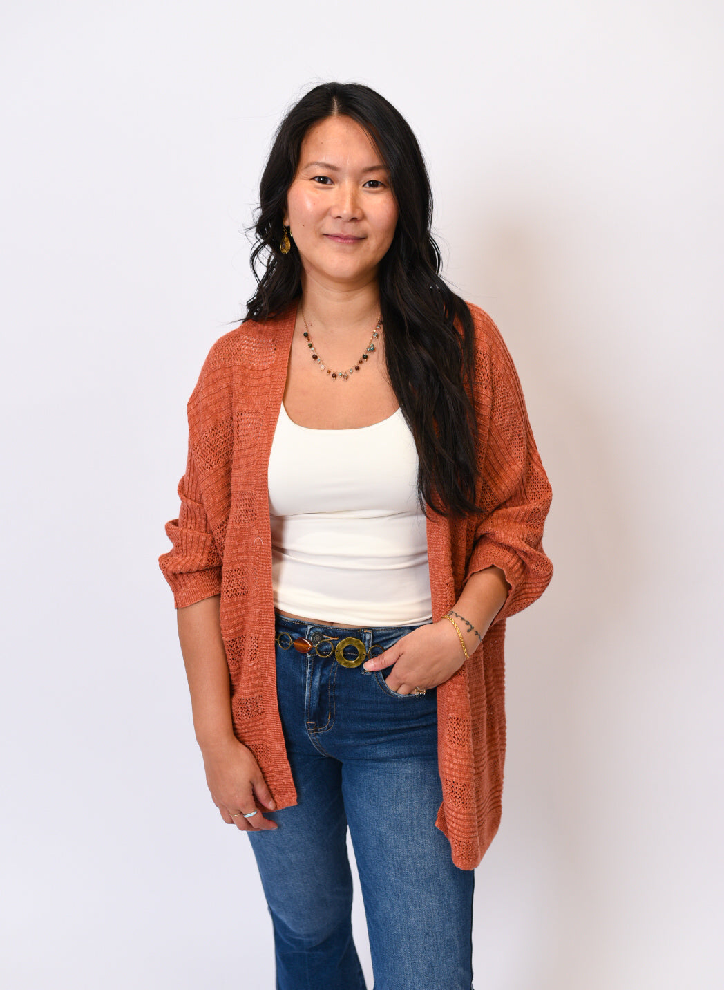 Tranquil Breeze Cardigan in Rust