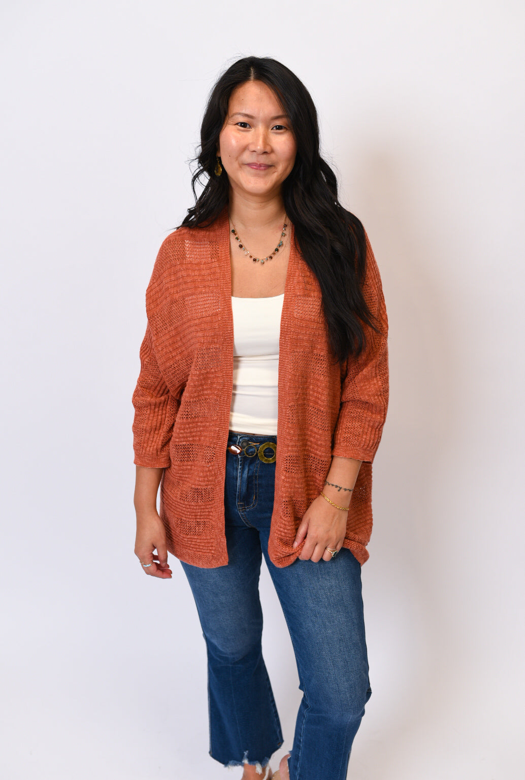 Tranquil Breeze Cardigan in Rust