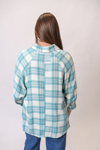 Windows Open Plaid Blouse in Blue