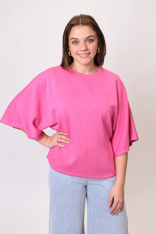Clean Lines Scuba Top In Pink