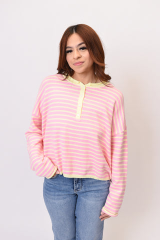 Pink Lemonade Striped Pullover
