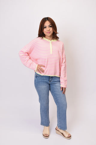 Pink Lemonade Striped Pullover