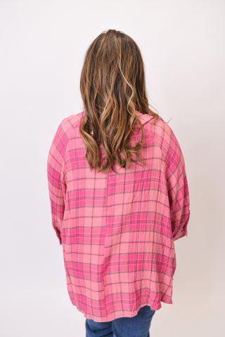 Windows Open Plaid Blouse in Pink