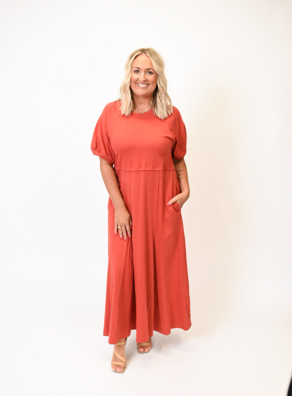 The Perfect Day Midi Dress in Rust