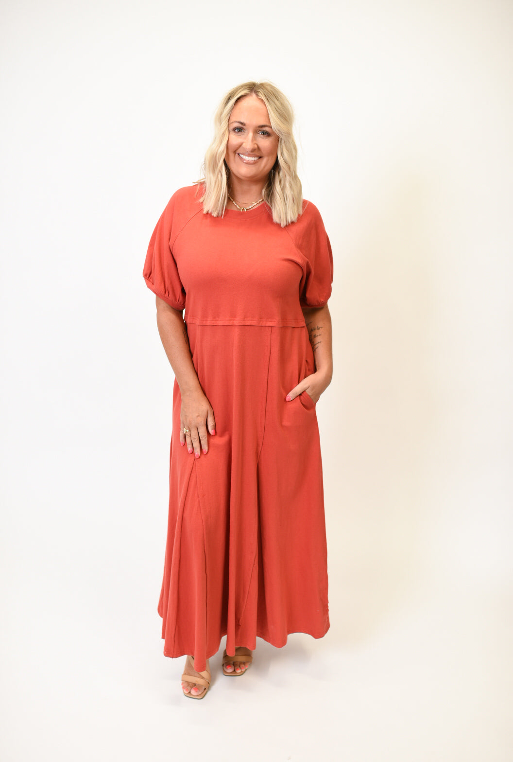 The Perfect Day Midi Dress in Rust