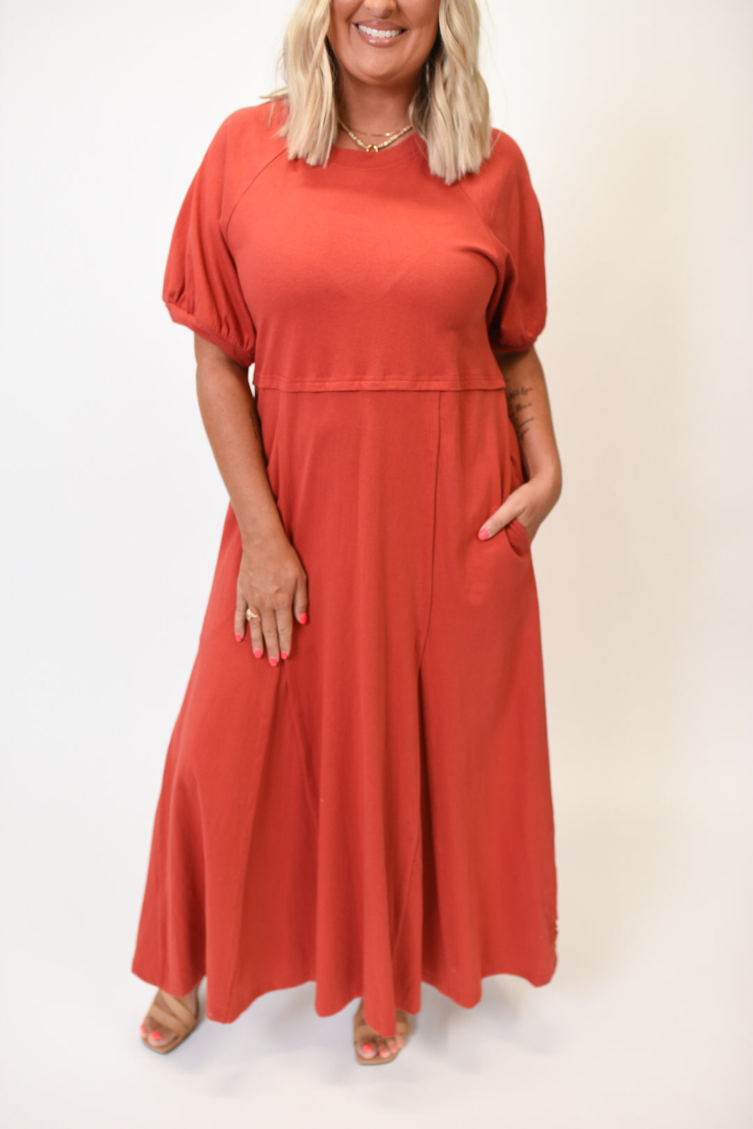 The Perfect Day Midi Dress in Rust