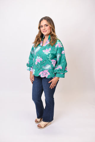 Paradise Plans Blouse in Green