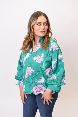 Paradise Plans Blouse in Green