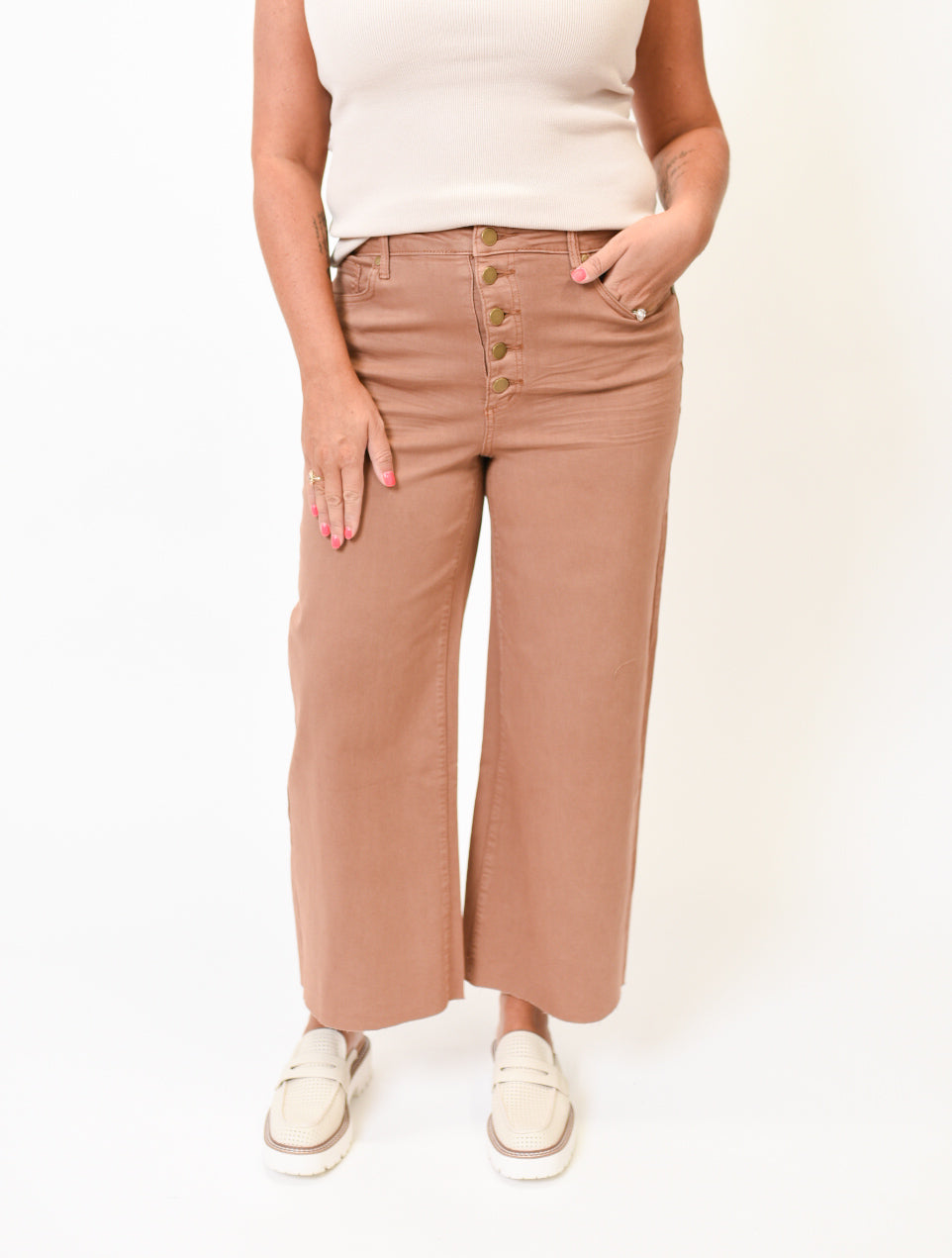 Hand It Off Wide Leg Pants in Red Bean