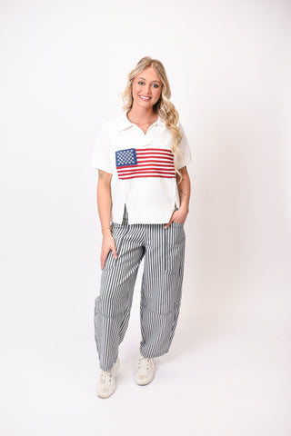 Easygoing Striped Barrel Pants