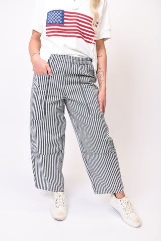 Easygoing Striped Barrel Pants