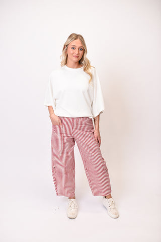 Easygoing Striped Barrel Pants