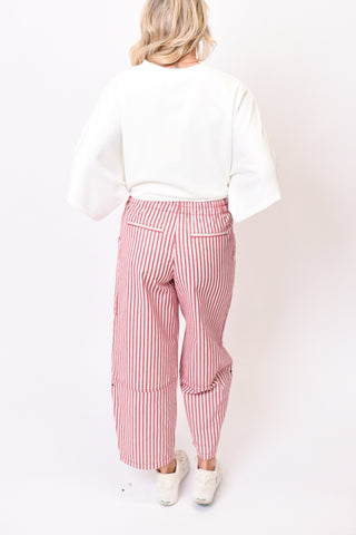 Easygoing Striped Barrel Pants
